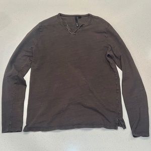 Men’s Joe’s Jeans Wintz Button Henley Long Sleeve Shirt Large Olive Green Brown